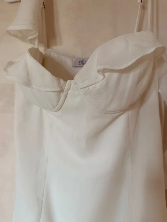 Oh Polly JOSIANE Asymmetric Draped Mini Dress in White US 8 - Picture 6 of 8